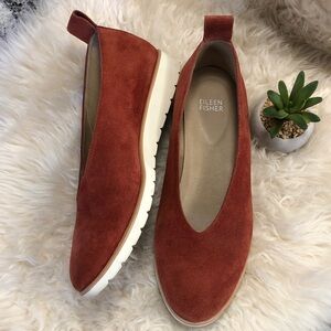 Eileen Fisher 8.5 Suede HUMOR Demi-Wedge Flats EUC